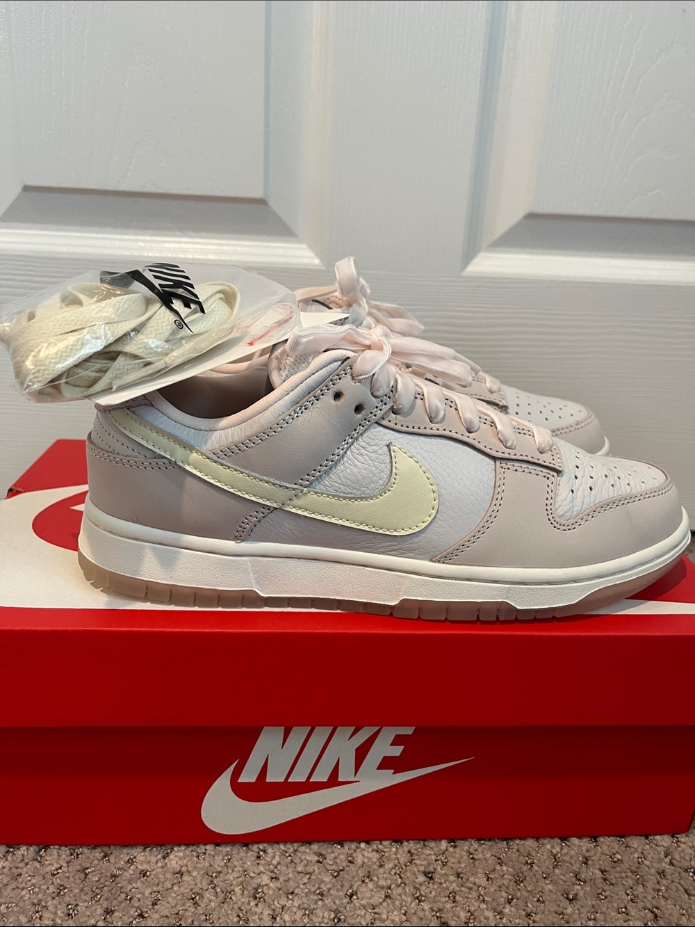 Nike Women’s Low-Top Sneakers in Pale Pink and White - Picture 2 of 8